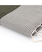 Fouta Ibiza Honeycomb fijne strepen kakigroen - 100x200 cm