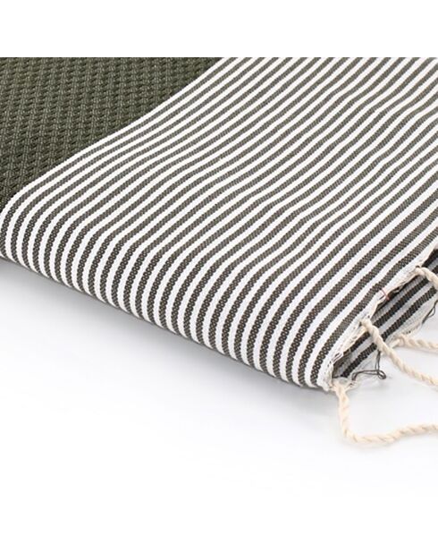 Fouta Ibiza Honeycomb fijne strepen kakigroen - 100x200 cm