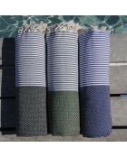 Fouta Ibiza Honeycomb fijne strepen kakigroen - 100x200 cm