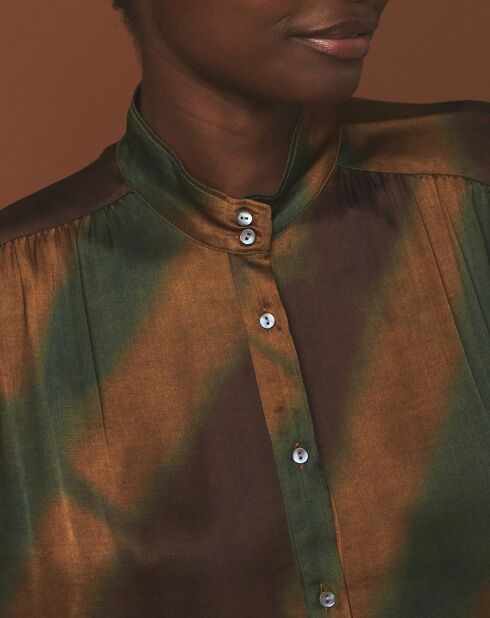 Blouse Cook vert/doré/marron