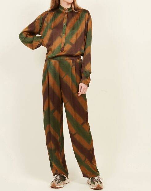 Blouse Cook vert/doré/marron