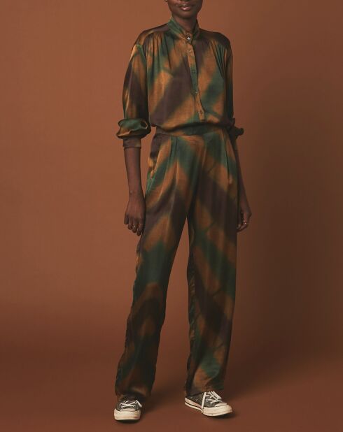 Blouse Cook vert/doré/marron