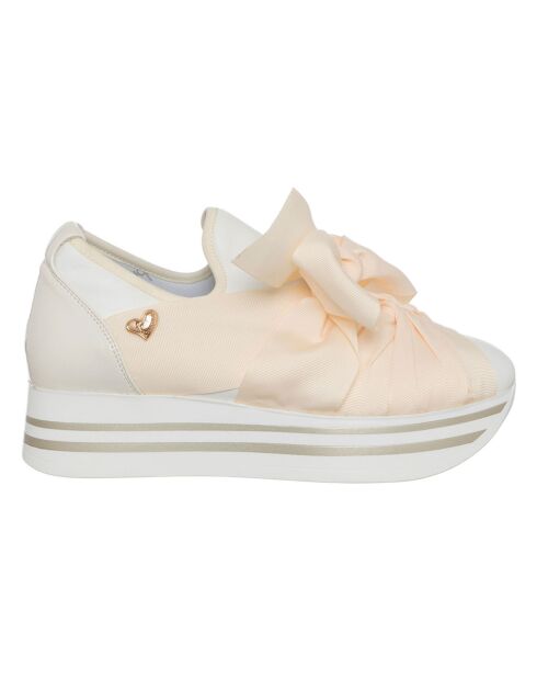 Sneakers en Cuir Moma blanc/rose pale