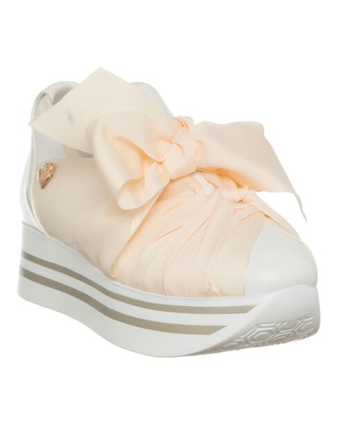 Sneakers en Cuir Moma blanc/rose pale