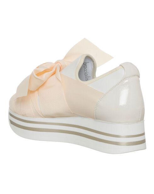Sneakers en Cuir Moma blanc/rose pale