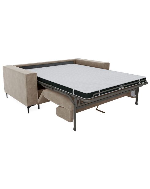 Canapé convertible express Léo velours taupe - 195x100x90 cm