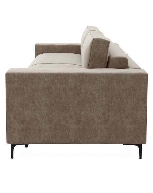 Canapé convertible express Léo velours taupe - 195x100x90 cm