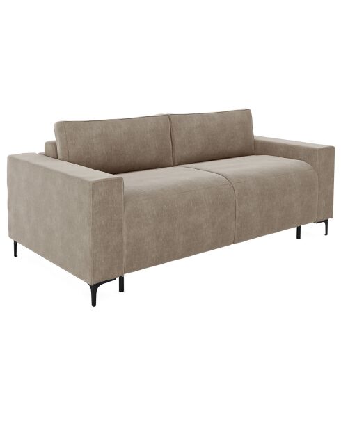 Canapé convertible express Léo velours taupe - 195x100x90 cm