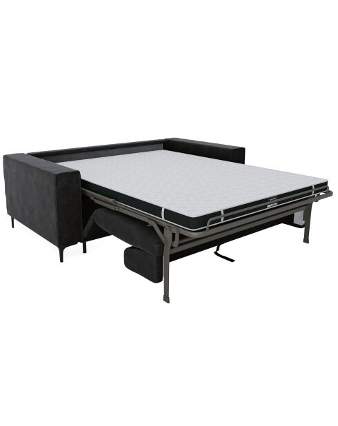 Canapé convertible express Léo velours noir - 195x100x90 cm