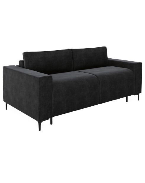 Canapé convertible express Léo velours noir - 195x100x90 cm