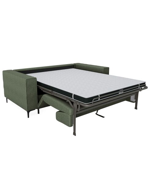 Canapé convertible express Léo tissu tramé vert olive - 195x100x90 cm