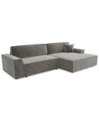 Canapé d'angle droit convertible avec coffre eliott velours texturé  gris béton - 300x174x94 cm