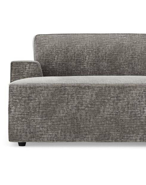 Canapé d'angle droit convertible avec coffre eliott velours texturé  gris béton - 300x174x94 cm