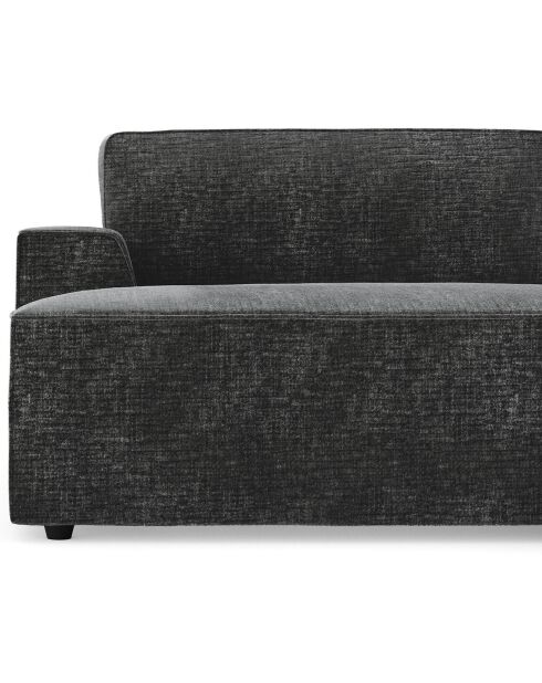 Canapé d'angle droit convertible avec coffre eliott velours texturé  noir - 300x174x94 cm