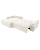 Canapé d'angle gauche convertible avec coffre eliott velours texturé  crème - 300x174x94 cm