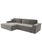 Canapé d'angle gauche convertible avec coffre eliott velours texturé gris béton - 300x174x94 cm