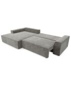 Canapé d'angle gauche convertible avec coffre eliott velours texturé gris béton - 300x174x94 cm