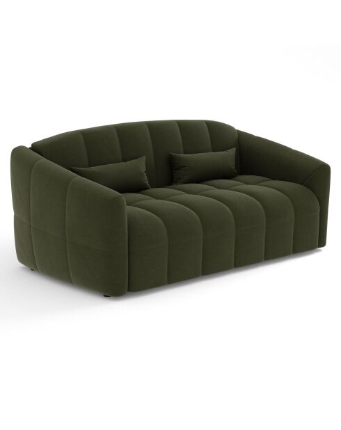 Canapé convertible express Nora tissu tramé vert olive - 205x108x88 cm