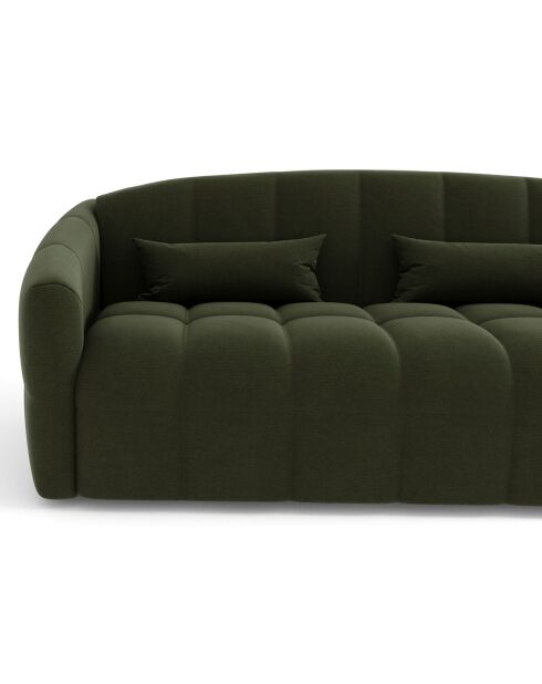 Canapé convertible express Nora tissu tramé vert olive - 205x108x88 cm