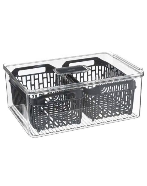 Boîte de rangement pour réfrigérateur grise - 22.5x32.5x12 cm