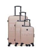 3 Valises 4 roues simples Fred-A 50/60/70 cm rose doré