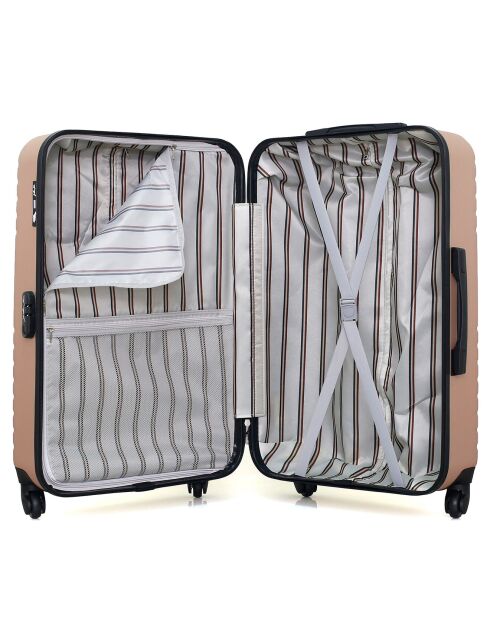3 Valises 4 roues simples Fred-A 50/60/70 cm rose doré