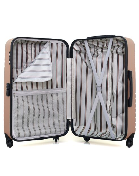 Valise Long Séjour 4 roues simples Fred-A 70 cm rose doré