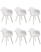 6 Fauteuils dossier arrondi blancs - 63.5x65x81.5 cm