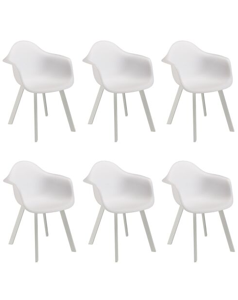 6 weiße Sessel mit abgerundeter Rückenlehne - 63,5 x 65 x 81,5 cm