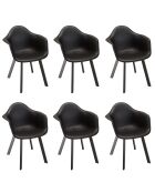 6 Fauteuils dossier arrondi noirs - 63.5x65x81.5 cm