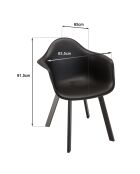 6 Fauteuils dossier arrondi noirs - 63.5x65x81.5 cm