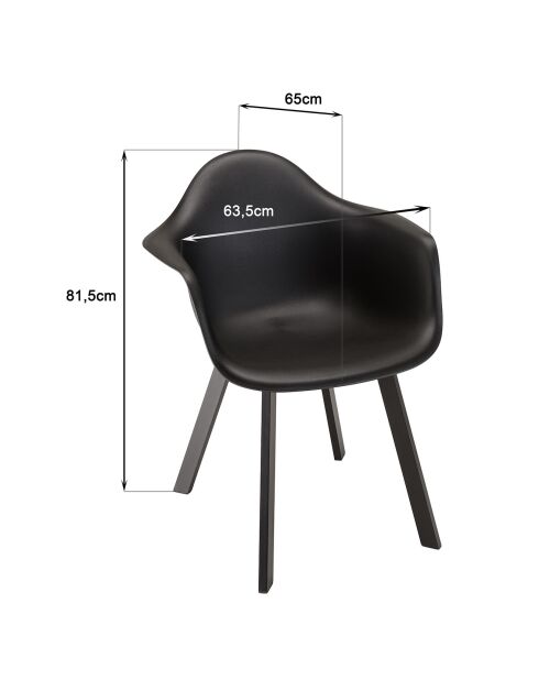 6 zwarte fauteuils met ronde rugleuning - 63,5x65x81,5 cm