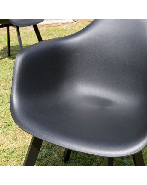 6 zwarte fauteuils met ronde rugleuning - 63,5x65x81,5 cm