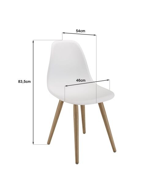 2 sillas blancas - 46x54x83,5 cm