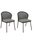 2 Chaises rotin synthétique noires - 56x62x78 cm