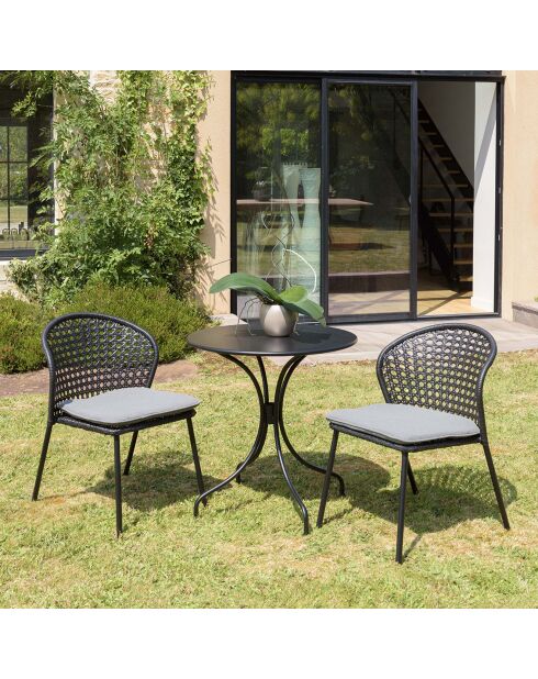 2 sillas de ratán sintético negro - 56x62x78 cm