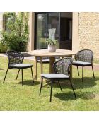 2 Chaises rotin synthétique noires - 56x62x78 cm