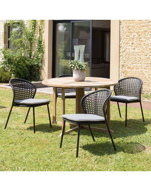 2 sillas de ratán sintético negro - 56x62x78 cm