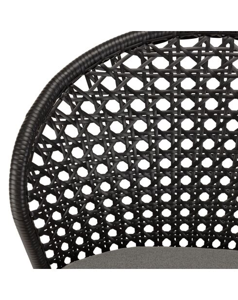 2 sillas de ratán sintético negro - 56x62x78 cm