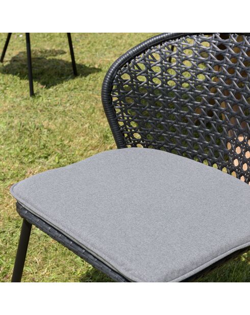 2 sillas de ratán sintético negro - 56x62x78 cm