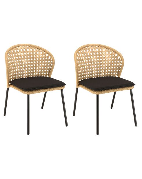 2 Chaises rotin synthétique naturel - 56x62x78 cm