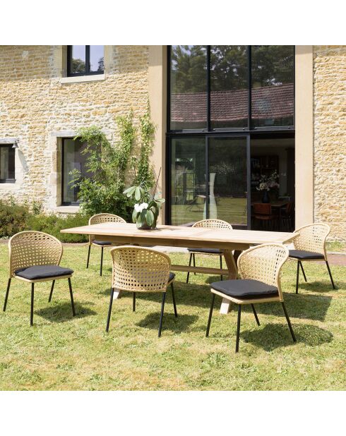2 Chaises rotin synthétique naturel - 56x62x78 cm
