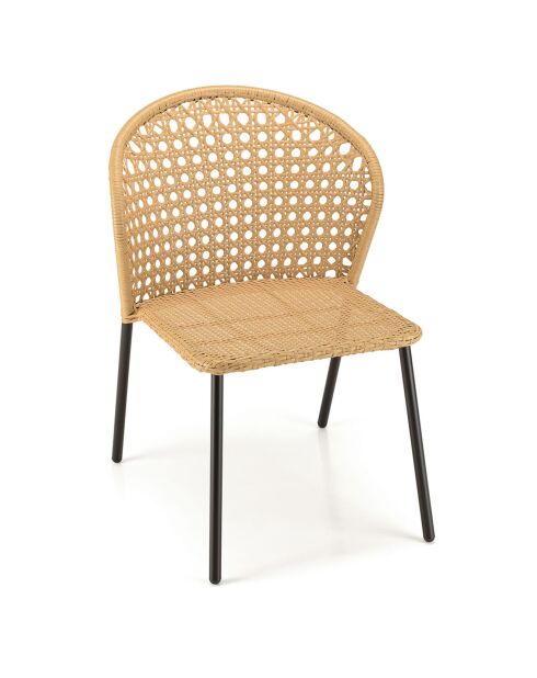 2 Chaises rotin synthétique naturel - 56x62x78 cm