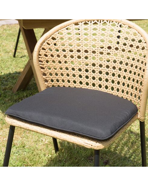 2 Chaises rotin synthétique naturel - 56x62x78 cm