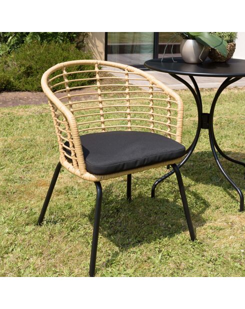 2 fauteuils in natuurlijk synthetisch rotan - 56x61x78 cm