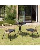 2 Fauteuils en rotin synthétique naturel - 56x61x78 cm
