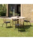 2 Fauteuils en rotin synthétique naturel - 56x61x78 cm