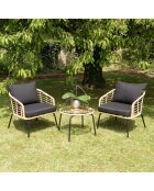 Set de jardín para 2 personas beige/negro