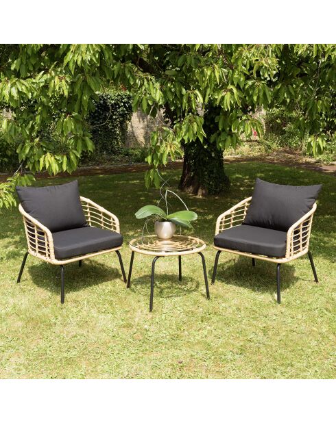 Set de jardín para 2 personas beige/negro