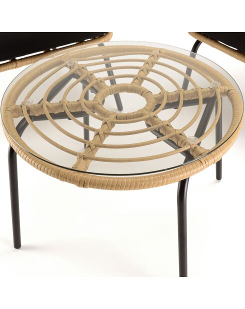 Set de jardín para 2 personas beige/negro